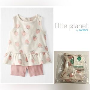 🆕CARTER’S LITTLE PLANET - 3M - NWT - INFANT GIRLS 2PC STRAWBERRY SET